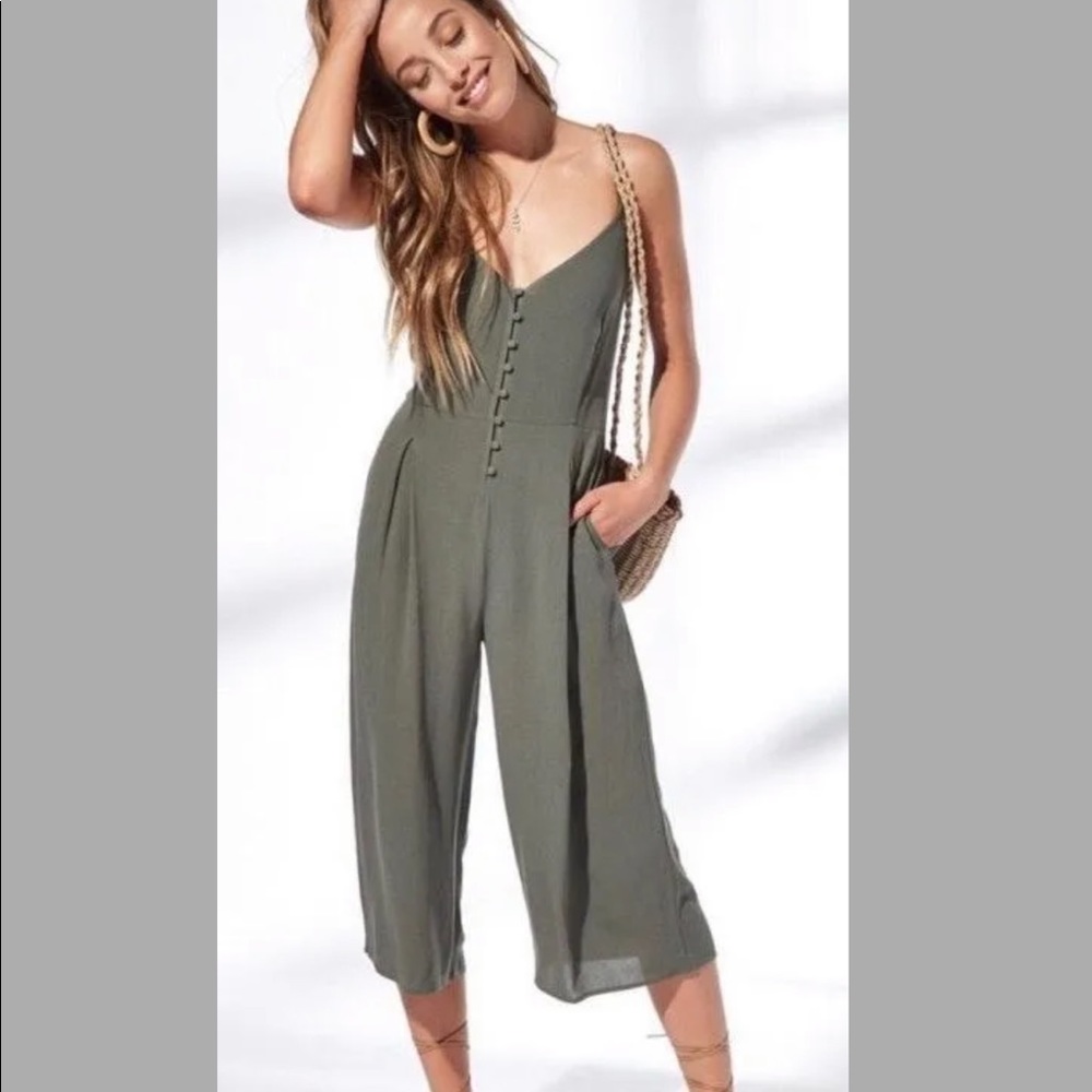 Kendall + Kylie Olive Button Up Jumpsuit